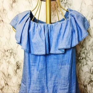 Versatile Denim Ruffle Top